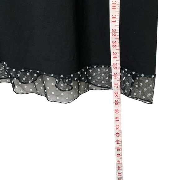 TRICOTTO Viscose Blend Black Popover Dress Mesh Trim w/ Polka Dots US Sz XL - Picture 7 of 9